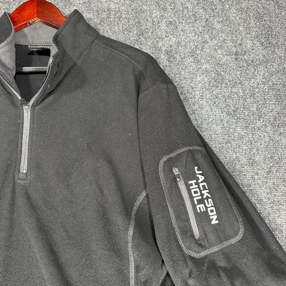Ahead Sweater Mens XL Fleece 1/4 Zip Black Pullover Jackson Hole Logo Pocket - Picture 4 of 7
